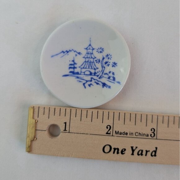 Vintage 1960s Japanese Porcelain Miniature Childs Tea Set 9 Pc Blue White Japan - Picture 7 of 9